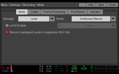 Enregistrement audio en Varispeed